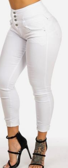 High waist butt lift lace back stretch skinny jean - Picture 3 of 4